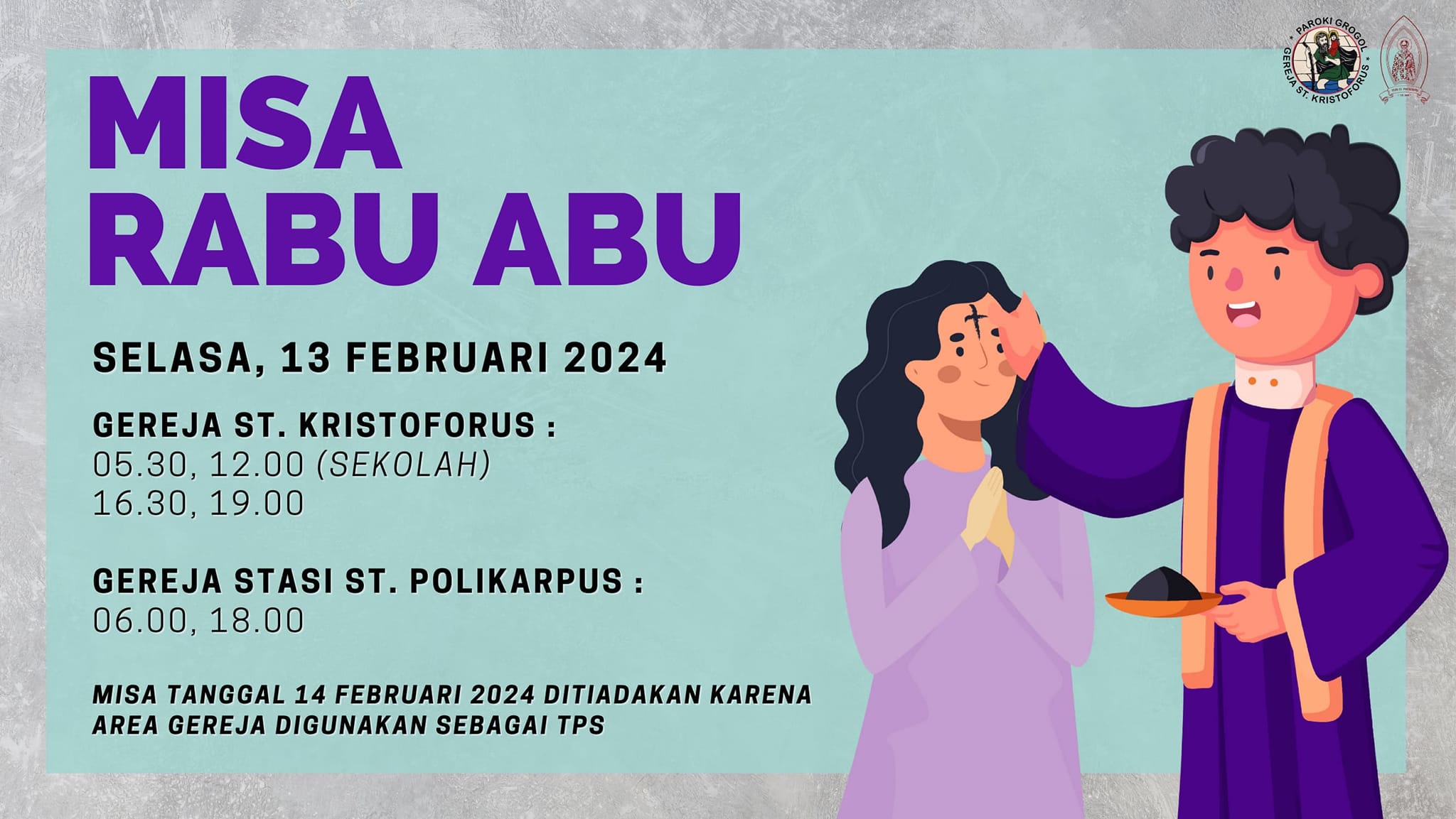 Jadwal Misa Rabu Abu Gereja Santo Kristoforus